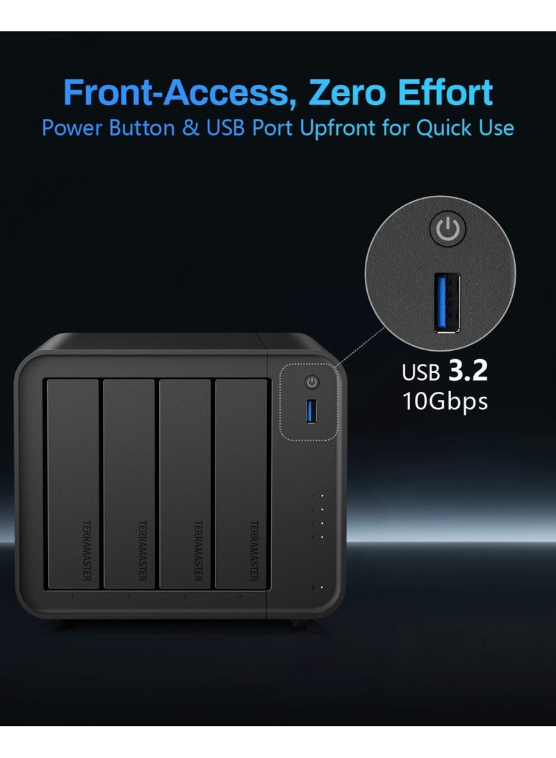 TERRAMASTER F4-425 4-Bay NAS Storage – Intel x86 Quad-Core CPU, 4GB RAM, 2.5GbE LAN, Network Attached Storage Multimedia Server for Home Users | 24TB Bundle (3 X 8TB WD Red Plus) - Image 3
